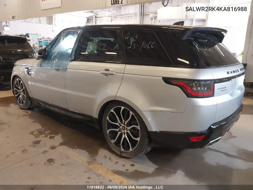 SALWR2RK4KA816988 2019 Land Rover Range Rover Sport Hse