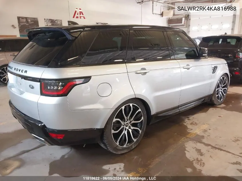 SALWR2RK4KA816988 2019 Land Rover Range Rover Sport Hse