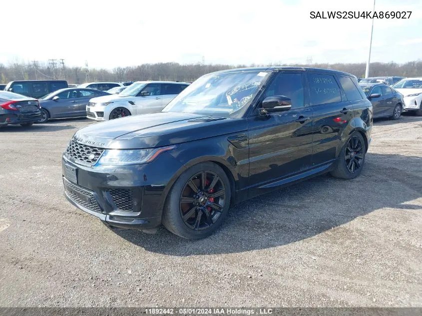 2019 Land Rover Range Rover Sport Hst VIN: SALWS2SU4KA869027 Lot: 11892442