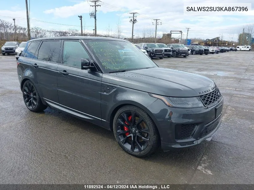 2019 Land Rover Range Rover Sport Hst VIN: SALWS2SU3KA867396 Lot: 11892524