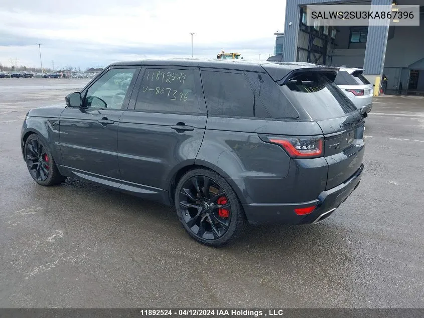 2019 Land Rover Range Rover Sport Hst VIN: SALWS2SU3KA867396 Lot: 11892524