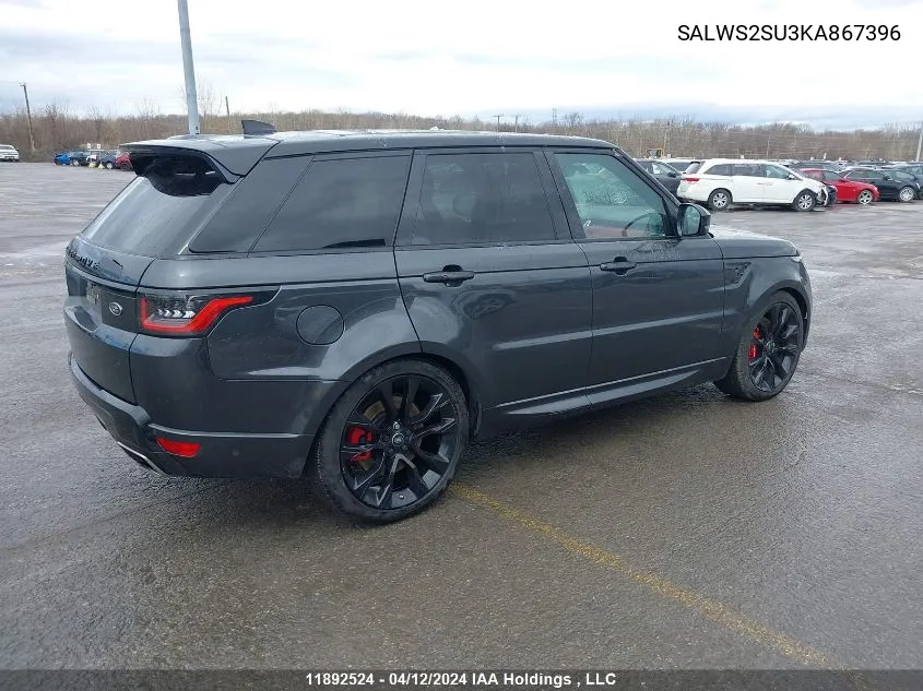 2019 Land Rover Range Rover Sport Hst VIN: SALWS2SU3KA867396 Lot: 11892524