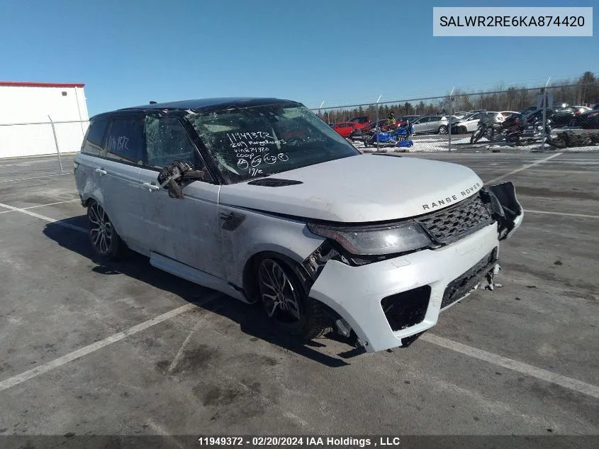 2019 Land Rover Range Rover Sport VIN: SALWR2RE6KA874420 Lot: 11949372