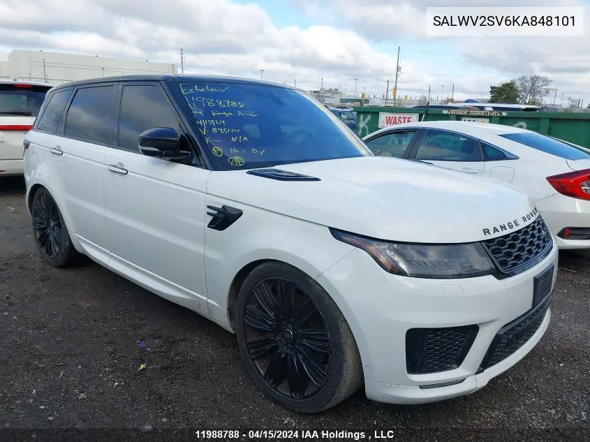 2019 Land Rover Range Rover Sport VIN: SALWV2SV6KA848101 Lot: 11988788