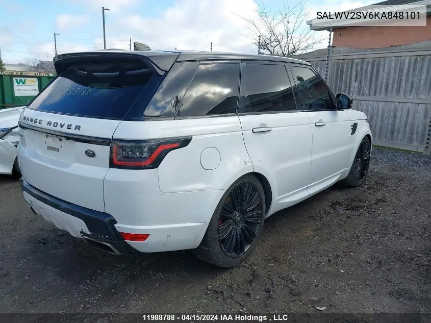 2019 Land Rover Range Rover Sport VIN: SALWV2SV6KA848101 Lot: 11988788