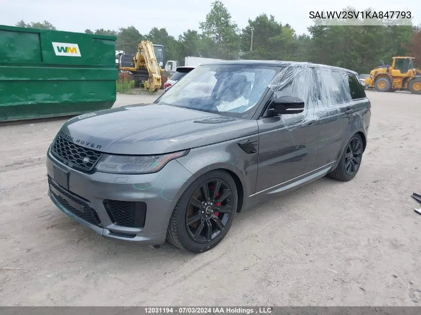 2019 Land Rover Range Rover Sport VIN: SALWV2SV1KA847793 Lot: 12031194