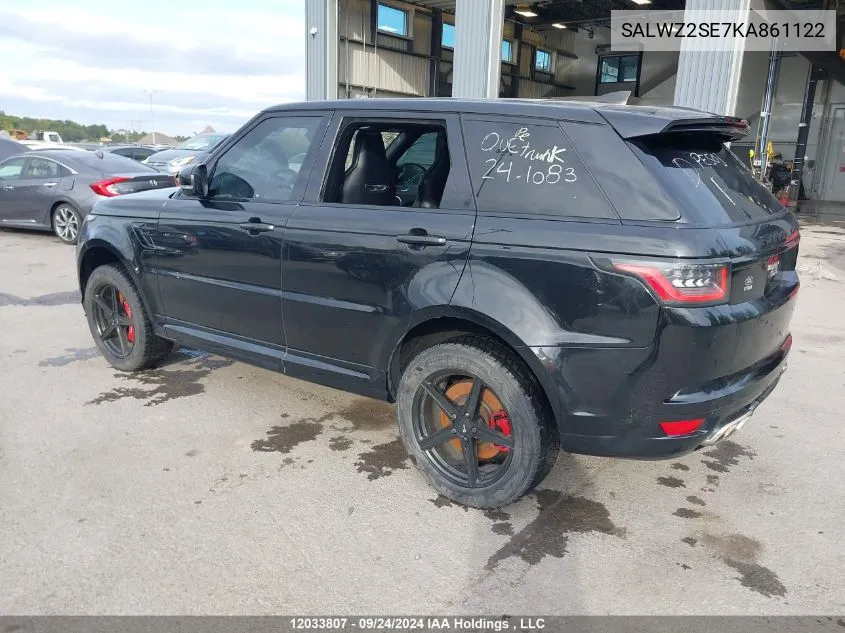 2019 Land Rover Range Rover Sport VIN: SALWZ2SE7KA861122 Lot: 12033807