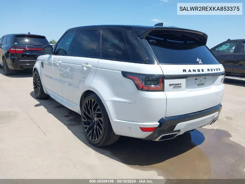 2019 Land Rover Range Rover Sport Supercharged Dynamic VIN: SALWR2REXKA853375 Lot: 39389109