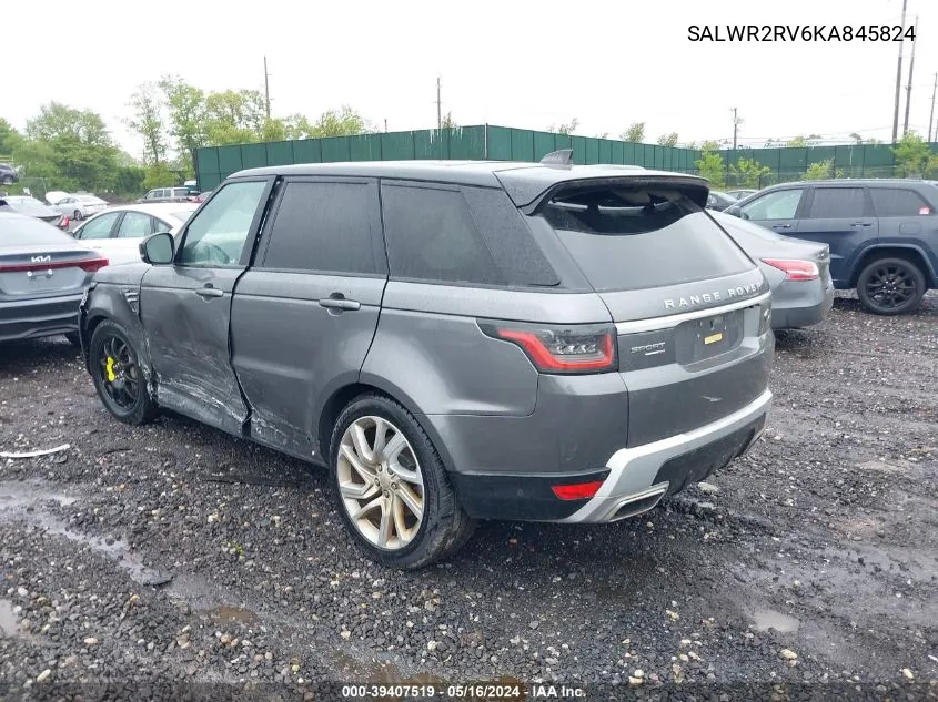 2019 Land Rover Range Rover Sport Hse VIN: SALWR2RV6KA845824 Lot: 39407519