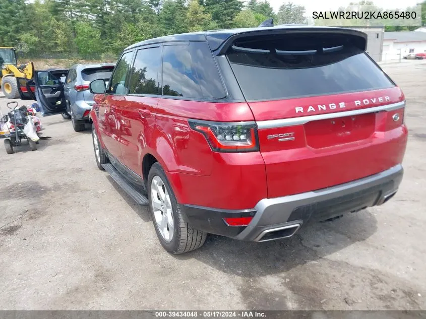 SALWR2RU2KA865480 2019 Land Rover Range Rover Sport Hse Mhev