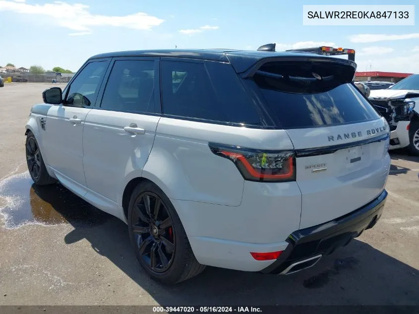 2019 Land Rover Range Rover Sport Supercharged Dynamic VIN: SALWR2RE0KA847133 Lot: 39447020