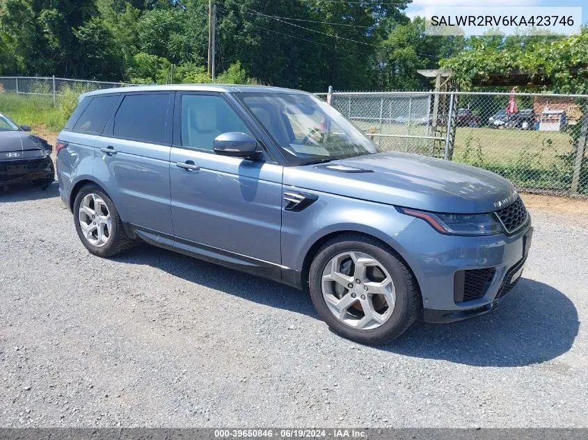 2019 Land Rover Range Rover Sport Hse VIN: SALWR2RV6KA423746 Lot: 39650846