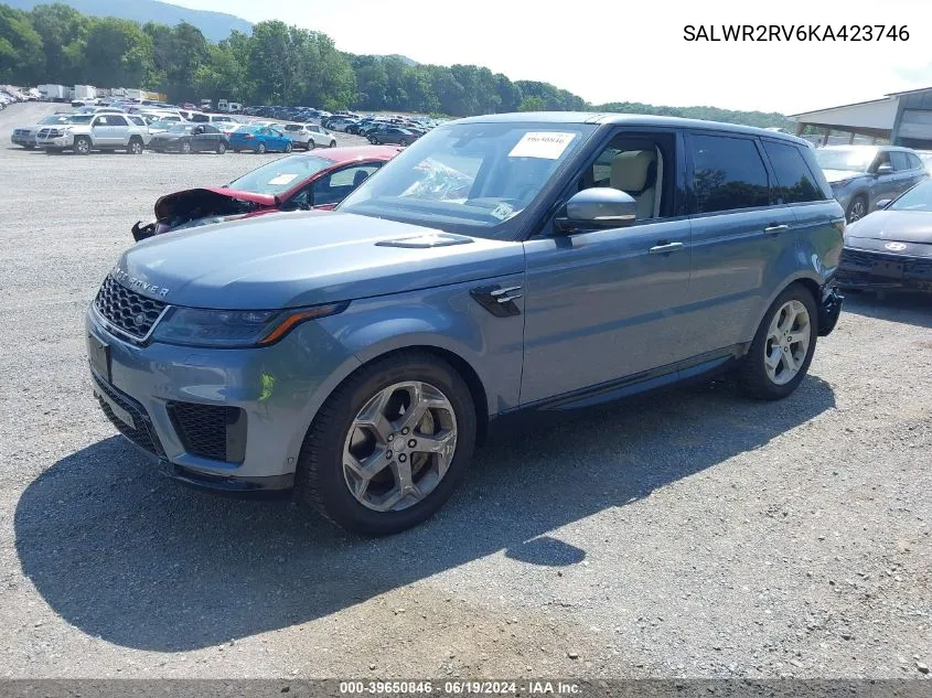 2019 Land Rover Range Rover Sport Hse VIN: SALWR2RV6KA423746 Lot: 39650846