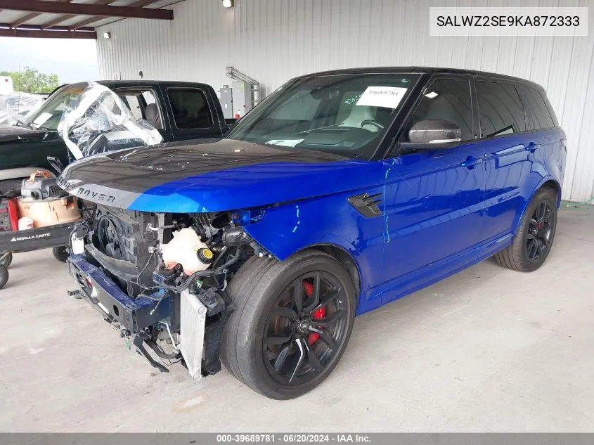 2019 Land Rover Range Rover Sport Svr VIN: SALWZ2SE9KA872333 Lot: 39689781