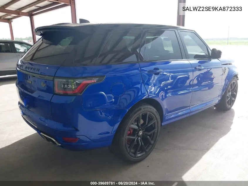 2019 Land Rover Range Rover Sport Svr VIN: SALWZ2SE9KA872333 Lot: 39689781