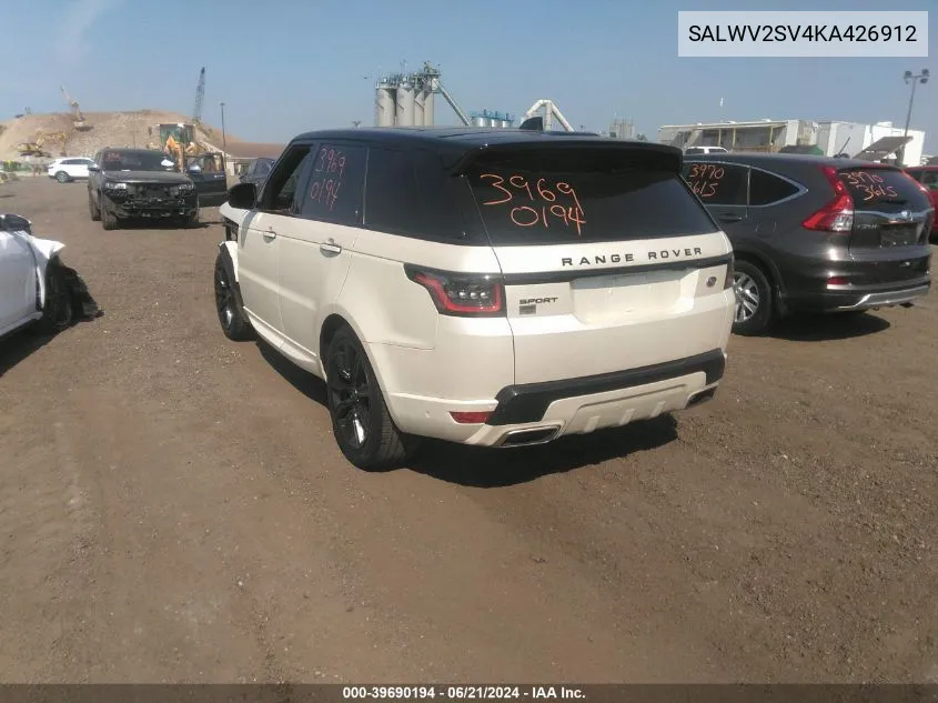 2019 Land Rover Range Rover Sport Hse Dynamic VIN: SALWV2SV4KA426912 Lot: 39690194