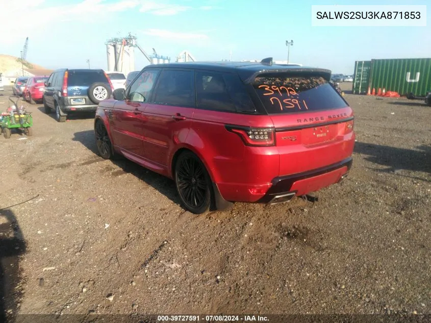 SALWS2SU3KA871853 2019 Land Rover Range Rover Sport Hst Mhev