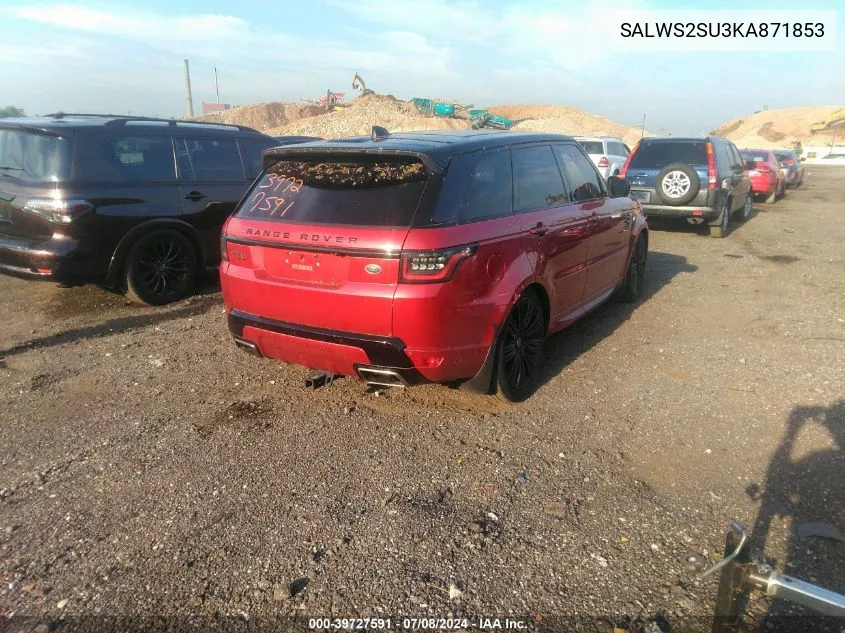 SALWS2SU3KA871853 2019 Land Rover Range Rover Sport Hst Mhev