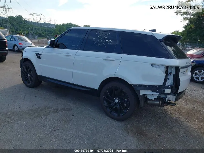 2019 Land Rover Range Rover Sport Hse Mhev VIN: SALWR2RU4KA874309 Lot: 39799191