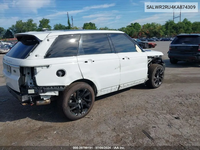 2019 Land Rover Range Rover Sport Hse Mhev VIN: SALWR2RU4KA874309 Lot: 39799191