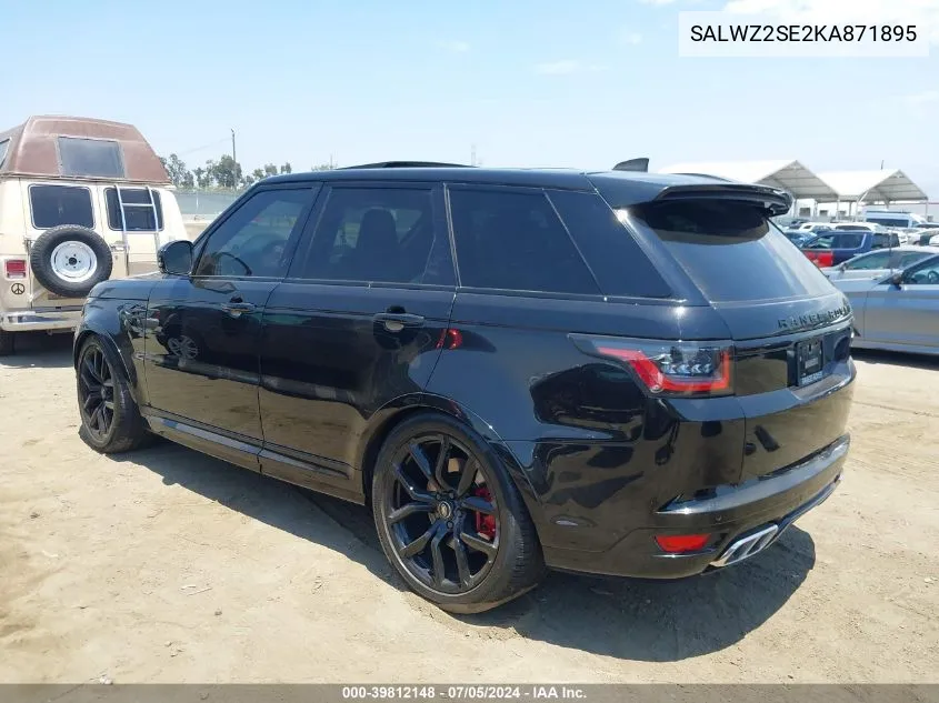 2019 Land Rover Range Rover Sport Svr VIN: SALWZ2SE2KA871895 Lot: 39812148