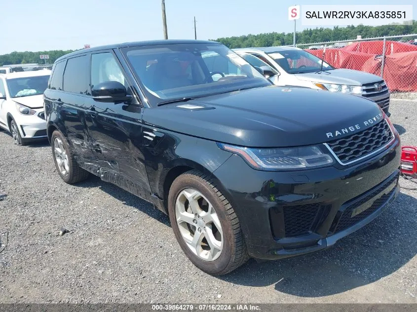 2019 Land Rover Range Rover Sport Hse VIN: SALWR2RV3KA835851 Lot: 39864279