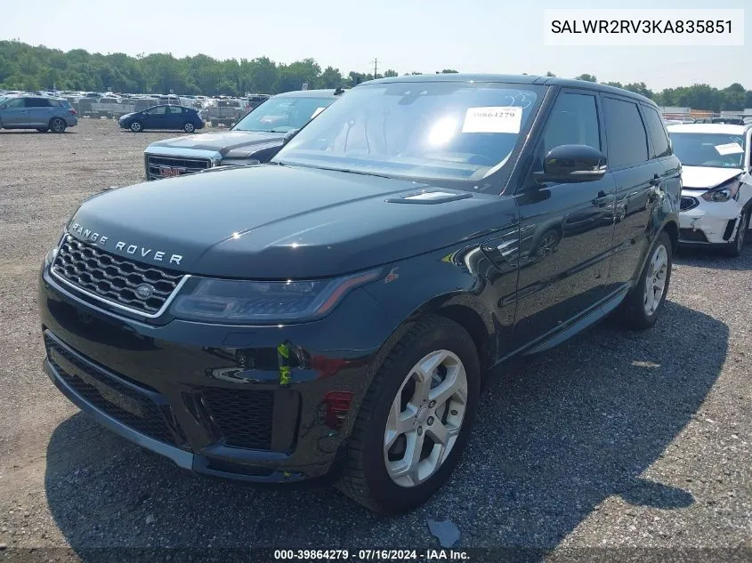 2019 Land Rover Range Rover Sport Hse VIN: SALWR2RV3KA835851 Lot: 39864279