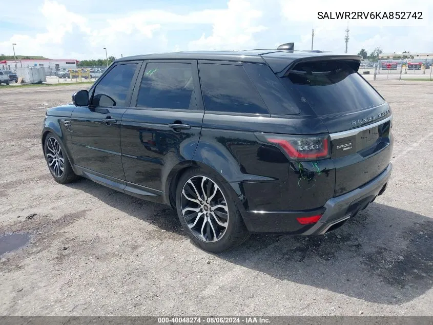 SALWR2RV6KA852742 2019 Land Rover Range Rover Sport Hse