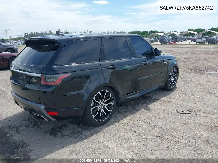 SALWR2RV6KA852742 2019 Land Rover Range Rover Sport Hse