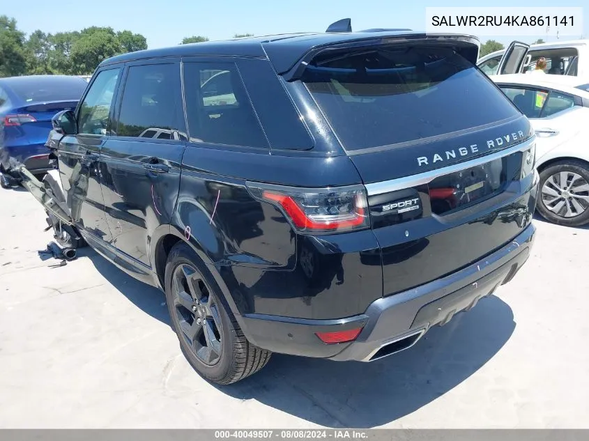 2019 Land Rover Range Rover Sport Hse VIN: SALWR2RU4KA861141 Lot: 40049507