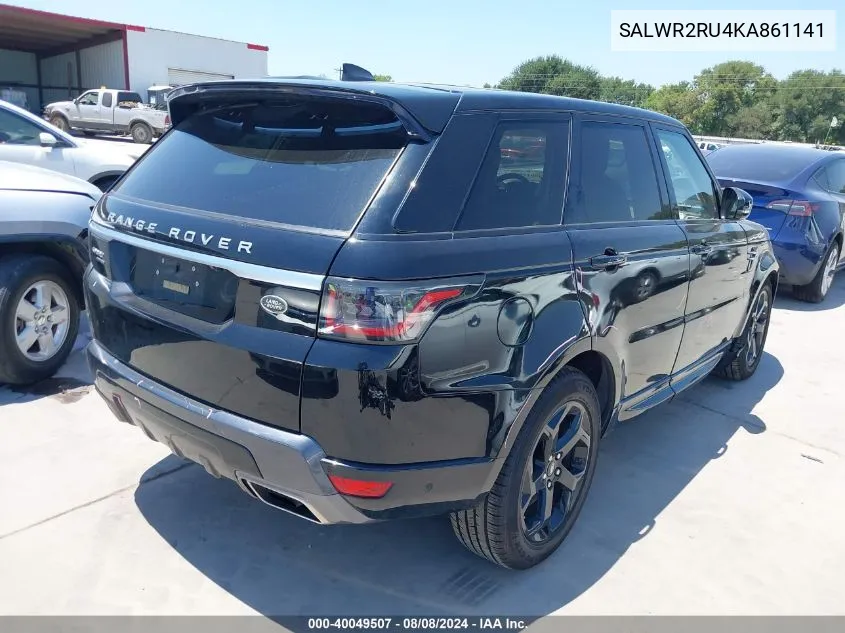 2019 Land Rover Range Rover Sport Hse VIN: SALWR2RU4KA861141 Lot: 40049507