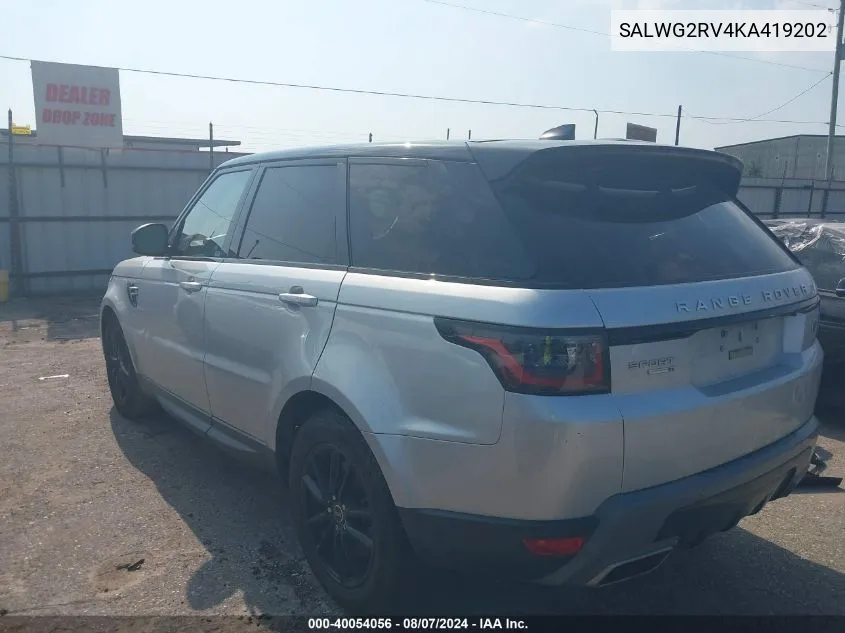 SALWG2RV4KA419202 2019 Land Rover Range Rover Sport Se