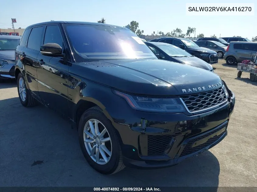 2019 Land Rover Range Rover Sport Se VIN: SALWG2RV6KA416270 Lot: 40074892