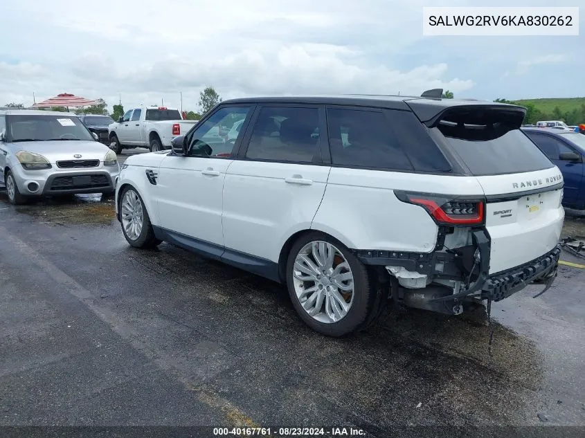 SALWG2RV6KA830262 2019 Land Rover Range Rover Sport Se