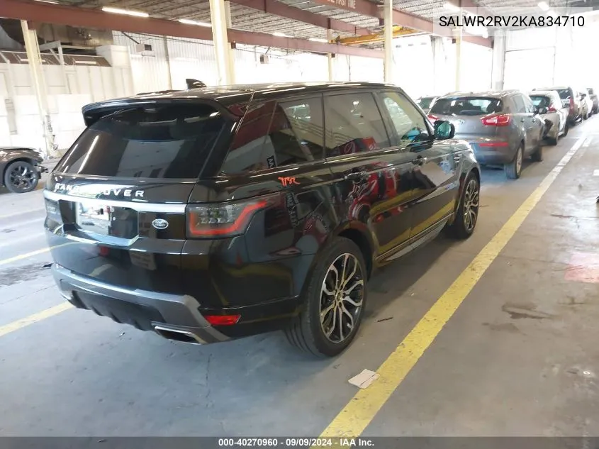 2019 Land Rover Range Rover Sport Hse VIN: SALWR2RV2KA834710 Lot: 40270960