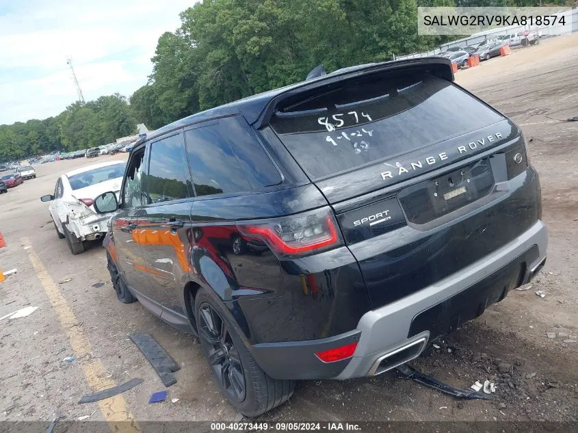 SALWG2RV9KA818574 2019 Land Rover Range Rover Sport Se