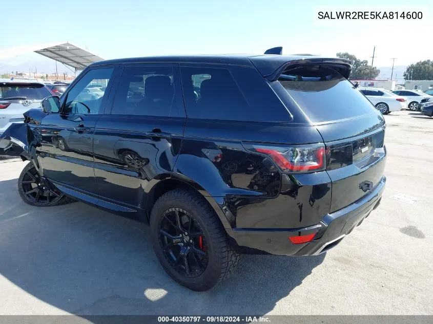 2019 Land Rover Range Rover Sport Supercharged Dynamic VIN: SALWR2RE5KA814600 Lot: 40350797