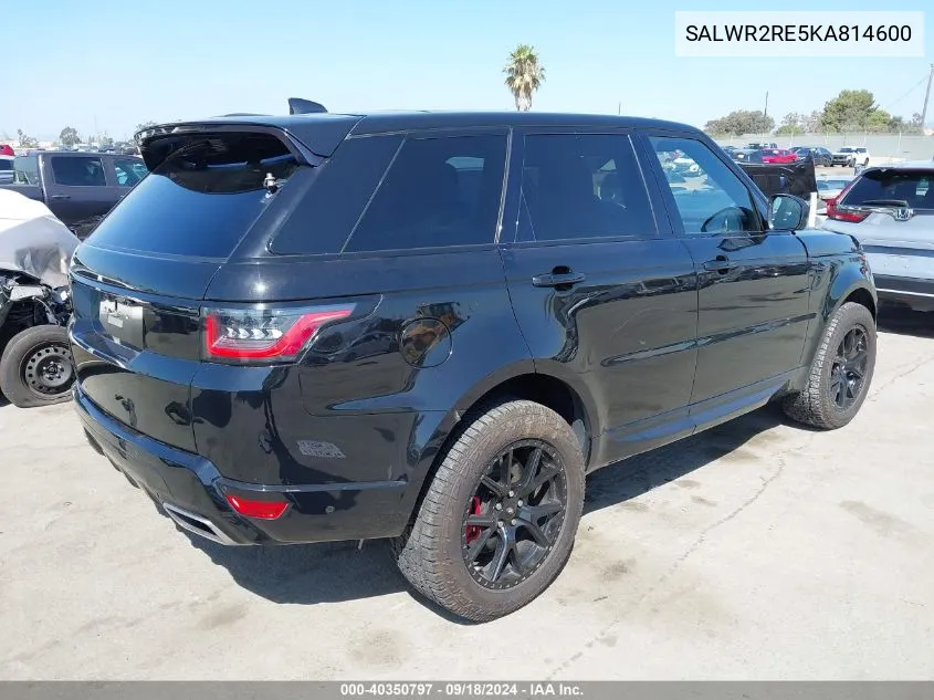 2019 Land Rover Range Rover Sport Supercharged Dynamic VIN: SALWR2RE5KA814600 Lot: 40350797