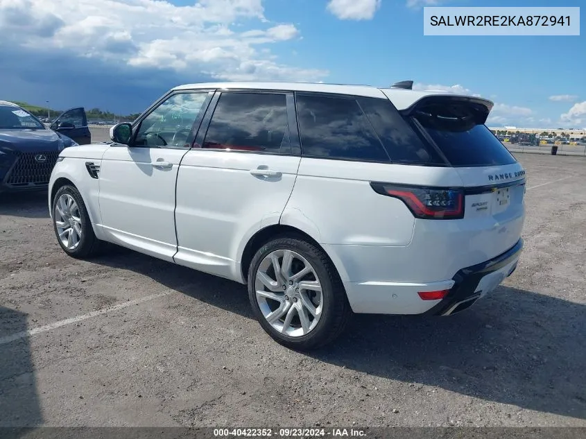 2019 Land Rover Range Rover Sport Supercharged Dynamic VIN: SALWR2RE2KA872941 Lot: 40422352