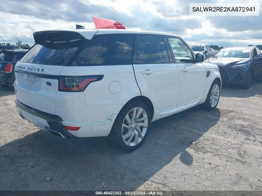 2019 Land Rover Range Rover Sport Supercharged Dynamic VIN: SALWR2RE2KA872941 Lot: 40422352