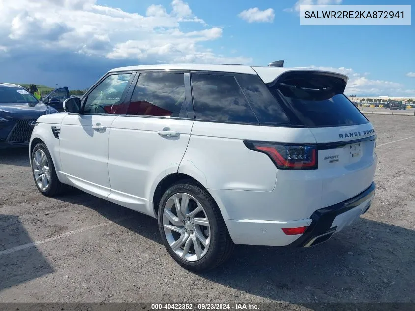 2019 Land Rover Range Rover Sport Supercharged Dynamic VIN: SALWR2RE2KA872941 Lot: 40422352