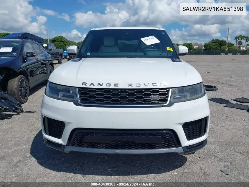 SALWR2RV1KA851398 2019 Land Rover Range Rover Sport Hse