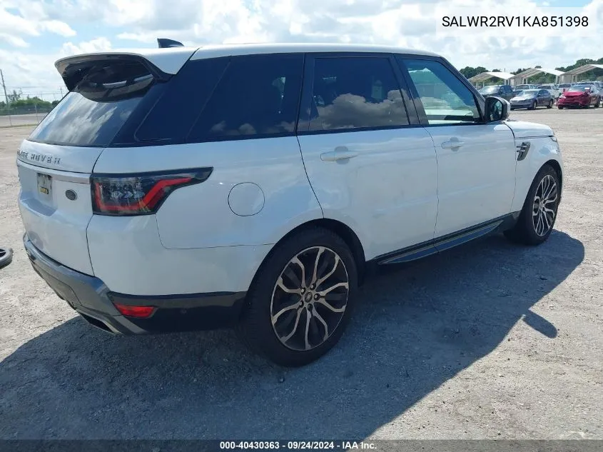 SALWR2RV1KA851398 2019 Land Rover Range Rover Sport Hse