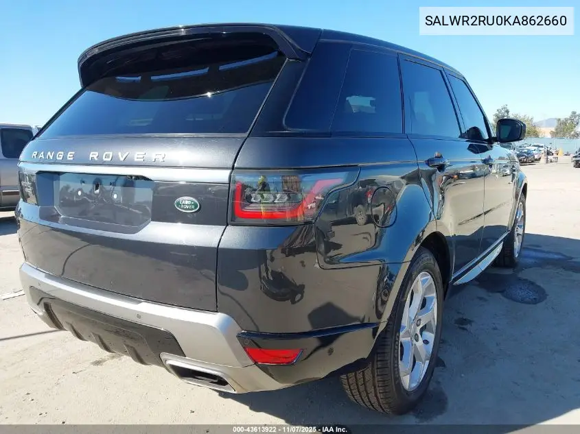 SALWR2RU0KA862660 2019 Land Rover Range Rover Sport Hse Mhev