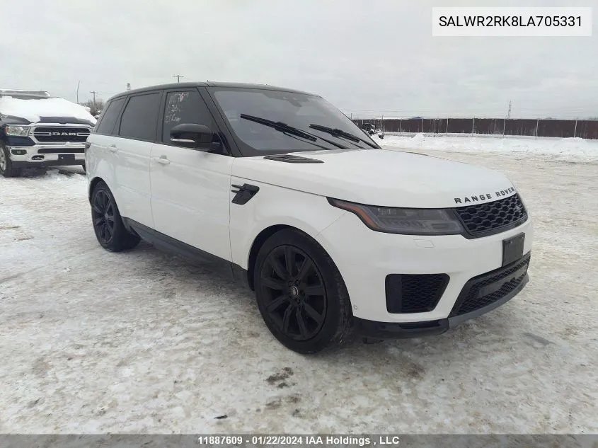 2020 Land Rover Range Rover Sport Hse VIN: SALWR2RK8LA705331 Lot: 11887609