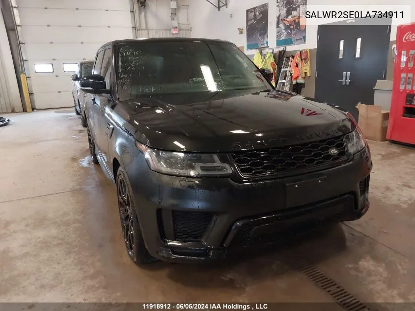 2020 Land Rover Range Rover Sport VIN: SALWR2SE0LA734911 Lot: 11918912