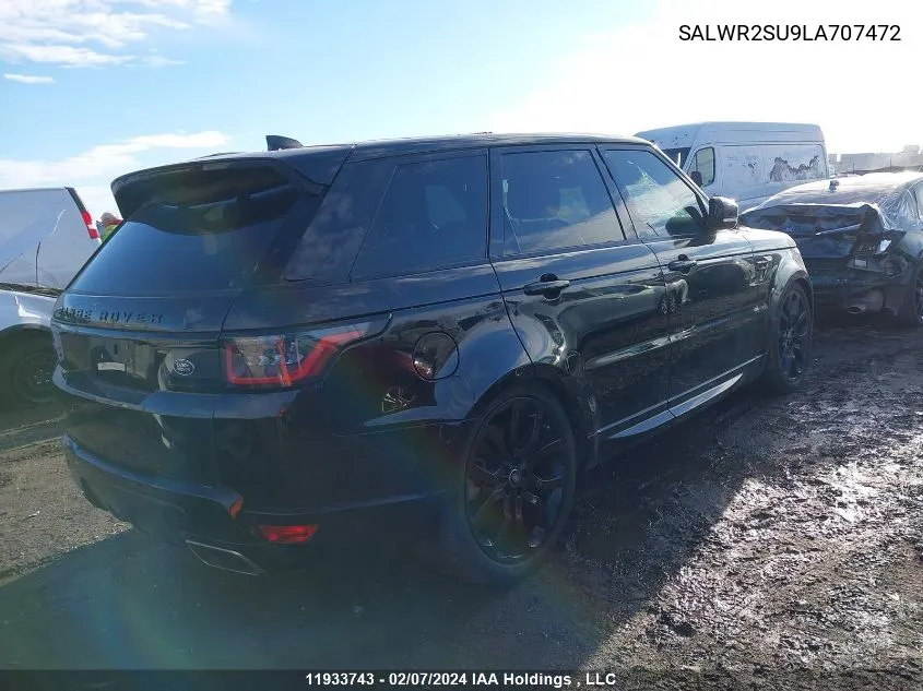 2020 Land Rover Range Rover Sport VIN: SALWR2SU9LA707472 Lot: 11933743