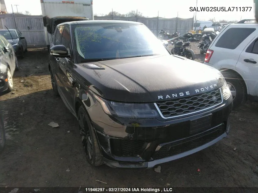 2020 Land Rover Range Rover Sport VIN: SALWG2SU5LA711377 Lot: 11946297