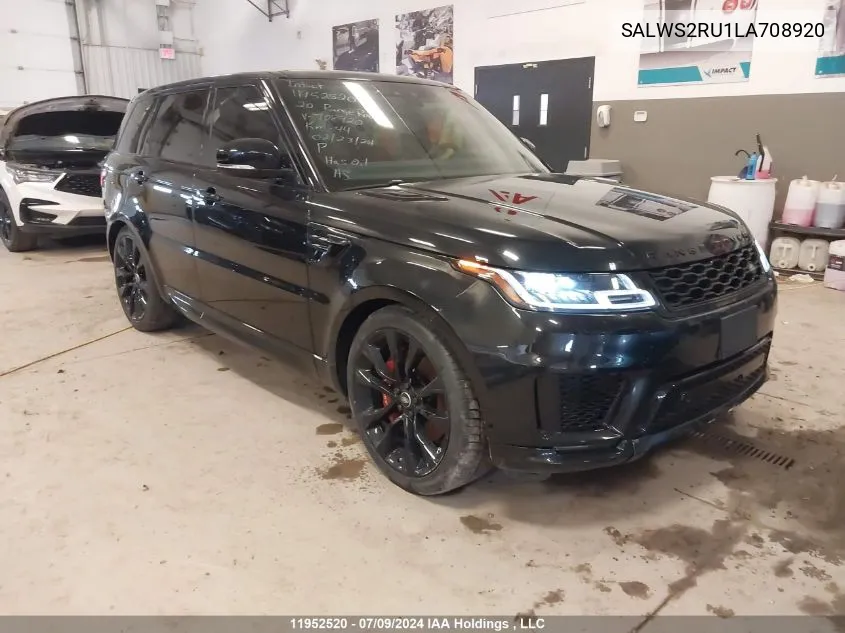 2020 Land Rover Range Rover Sport VIN: SALWS2RU1LA708920 Lot: 11952520