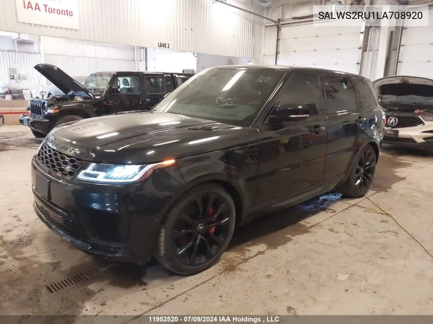 2020 Land Rover Range Rover Sport VIN: SALWS2RU1LA708920 Lot: 11952520